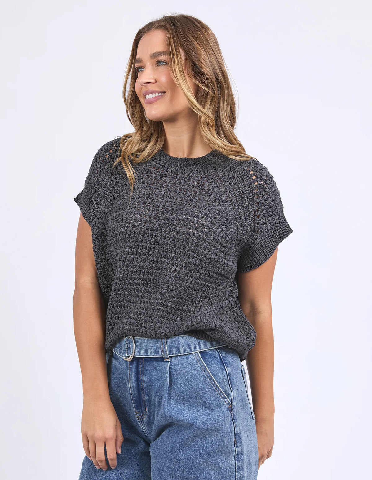 ISLA KNIT VEST - CHARCOAL