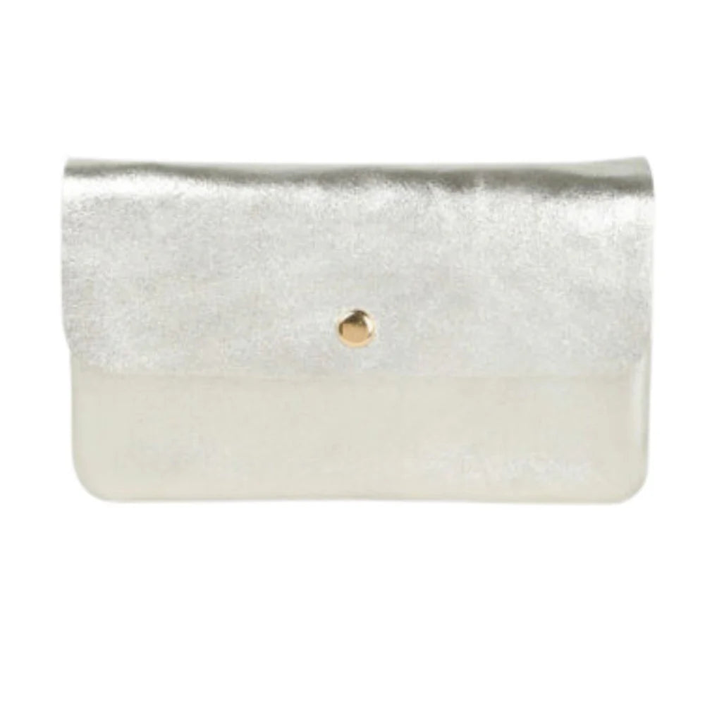 METALLIC CLUTCH CROSS BODY BAG - SILVER