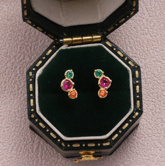 RED DRESS FAIRY CRYSTAL GEM EARRINGS
