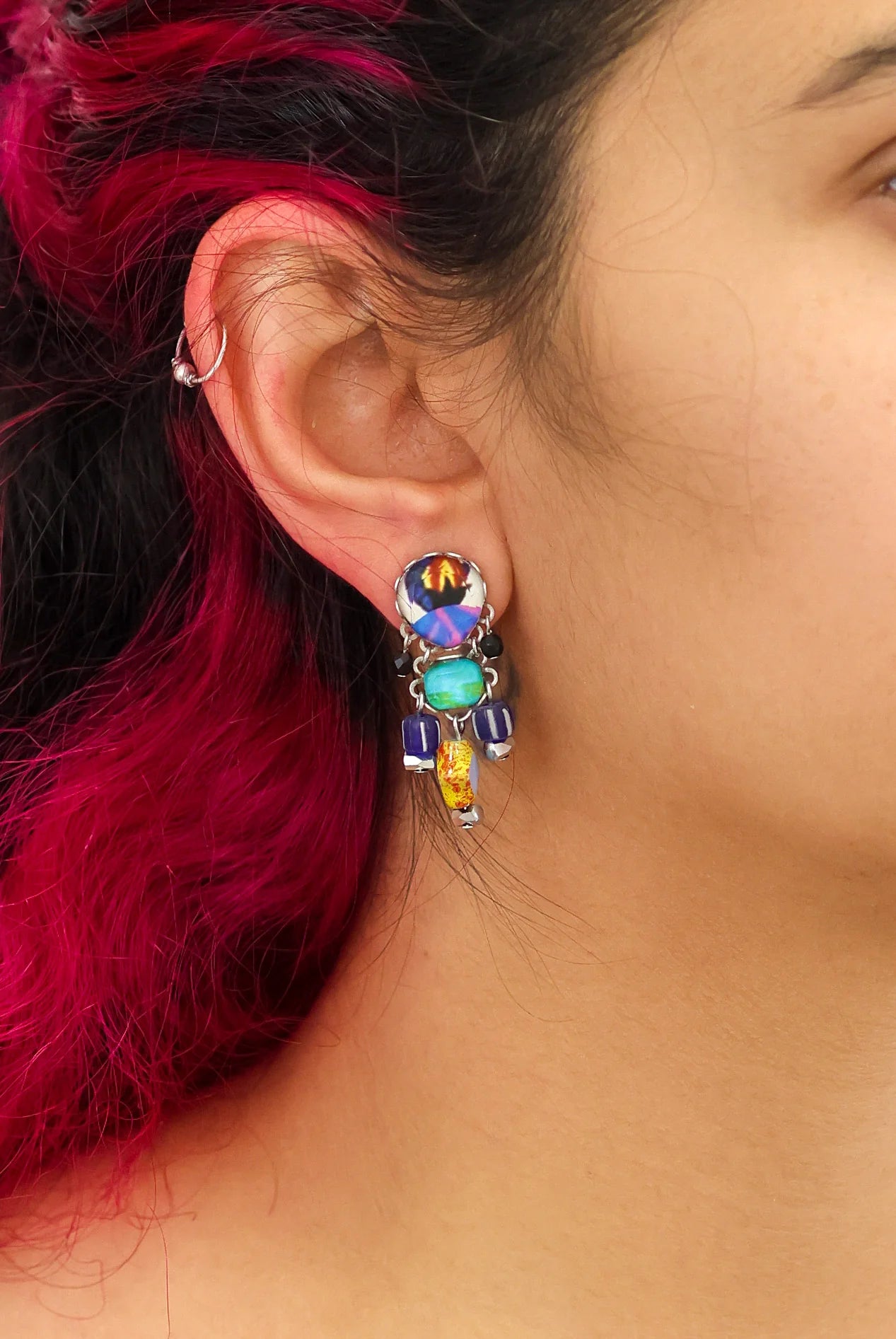 FUDGE SMALL GLASS EARRINGS - CANDY TWIST SET
