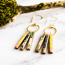 Load image into Gallery viewer, GREEN & BLUE PETITE FRINGE EARRINGS