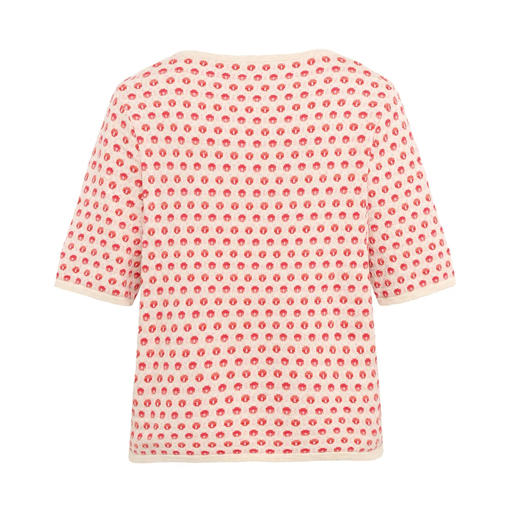 POMME ECO DASHED DOTS TEE - SOFT RED