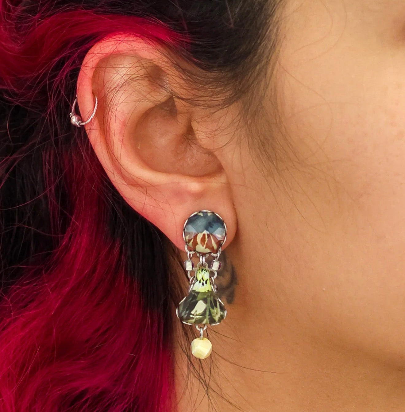 NORL SMALL GLASS HANGING EARRINGS - NEPTUNES GARDEN SET