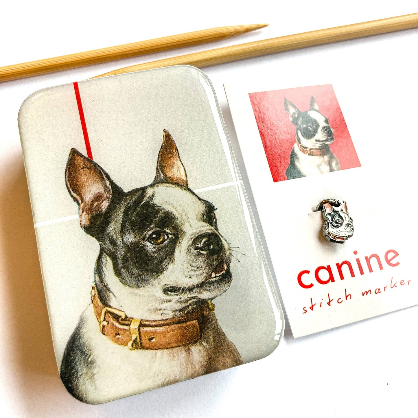 BOSTON TERRIER NOTIONS TIN - LARGE