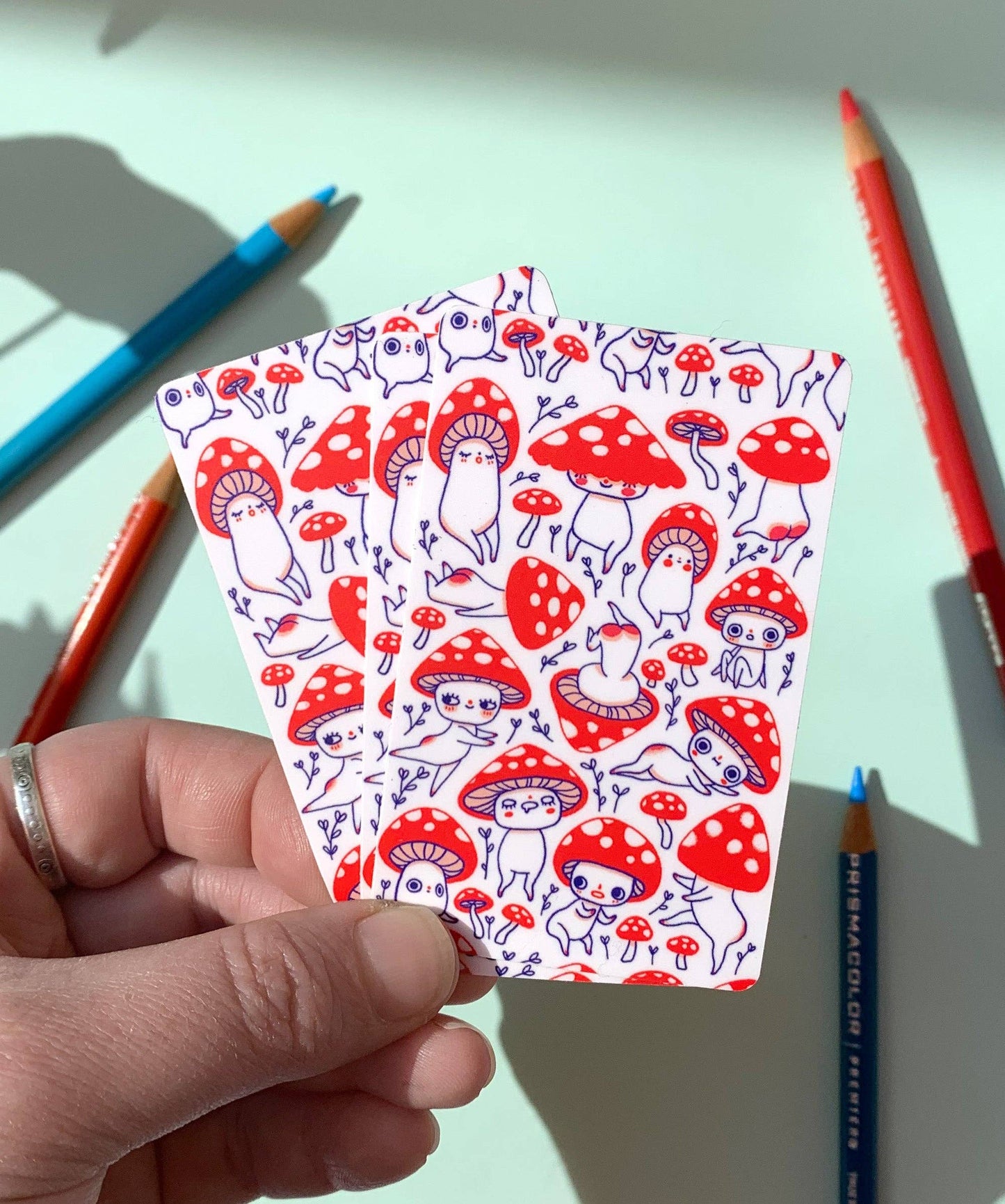 CHEEKY MUSHROOMS TRAVEL CARD STICKER