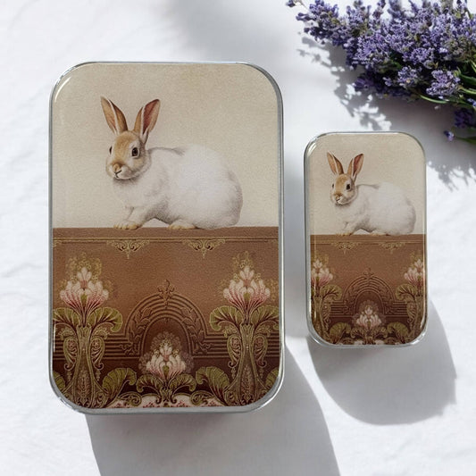 SWEET WHITE BUNNY NOTIONS TIN - LARGE
