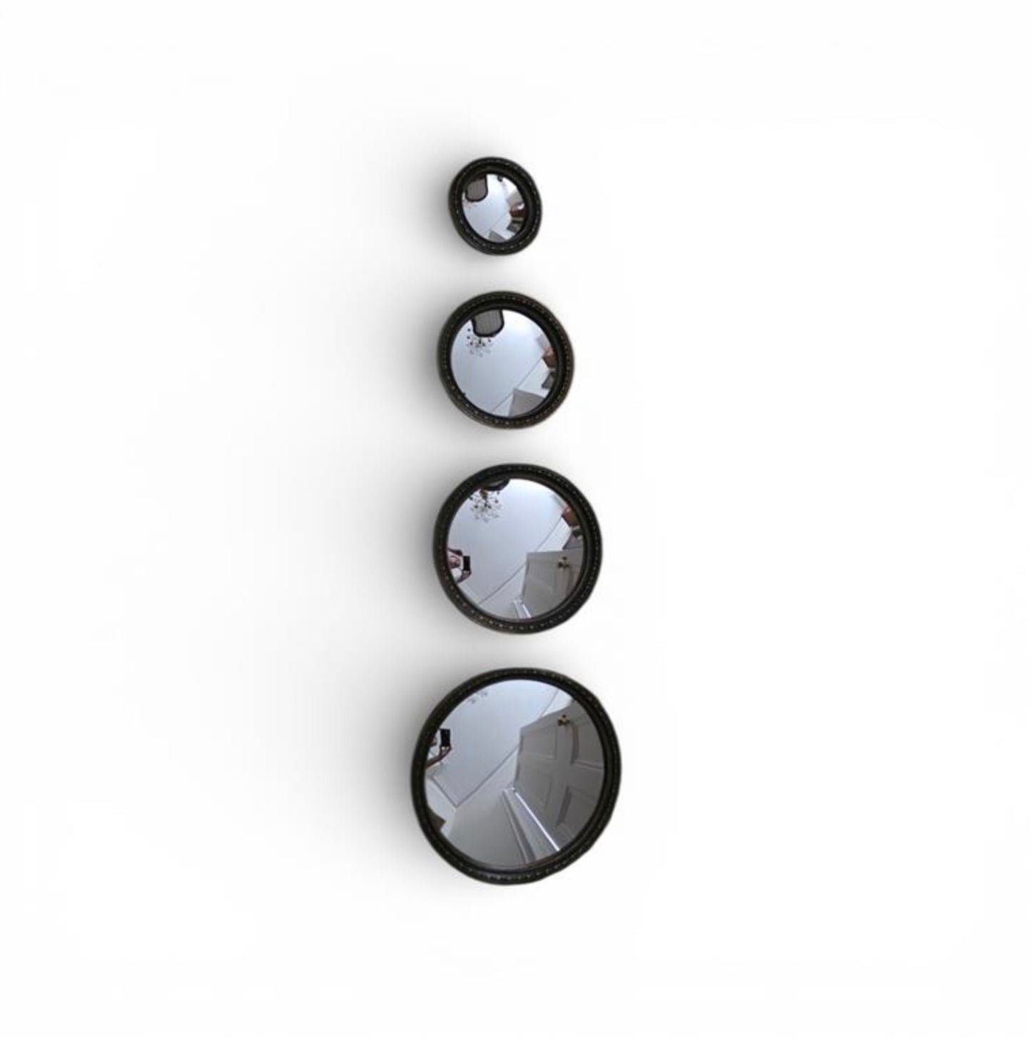 CONVEX ANTIQUED BLACK BEADED MIRROR