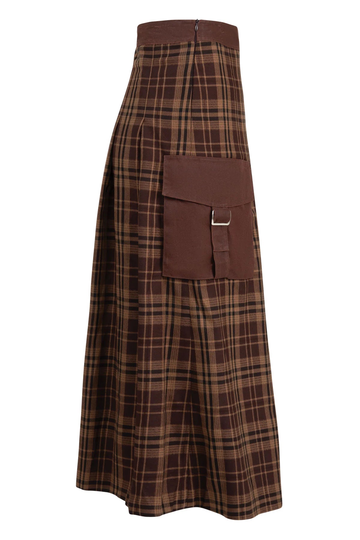 PEOPLE PLEATS-ER SKIRT - CHOCOLATE CHECK