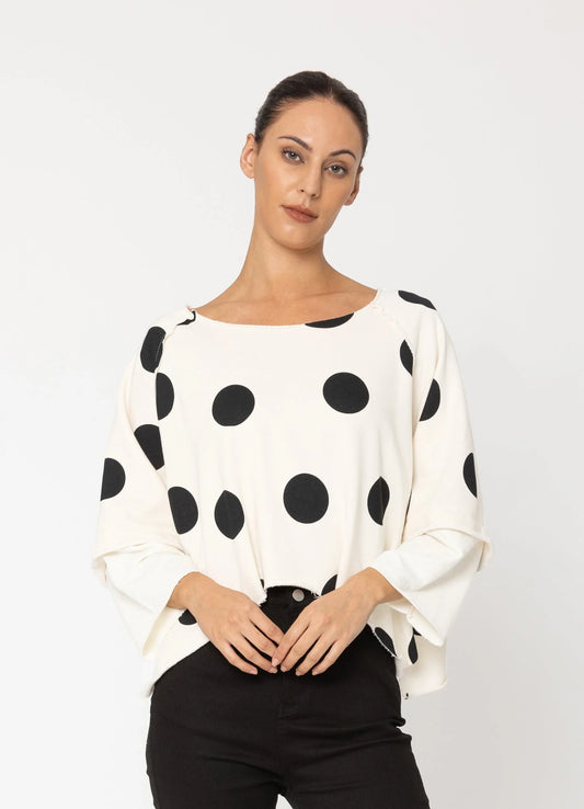 RIZA SWEATSHIRT - WHITE POLKA DOT