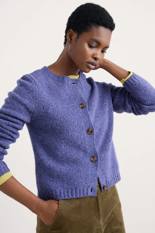 DAWSON PICK MERINO CARDIGAN - BILBERRY