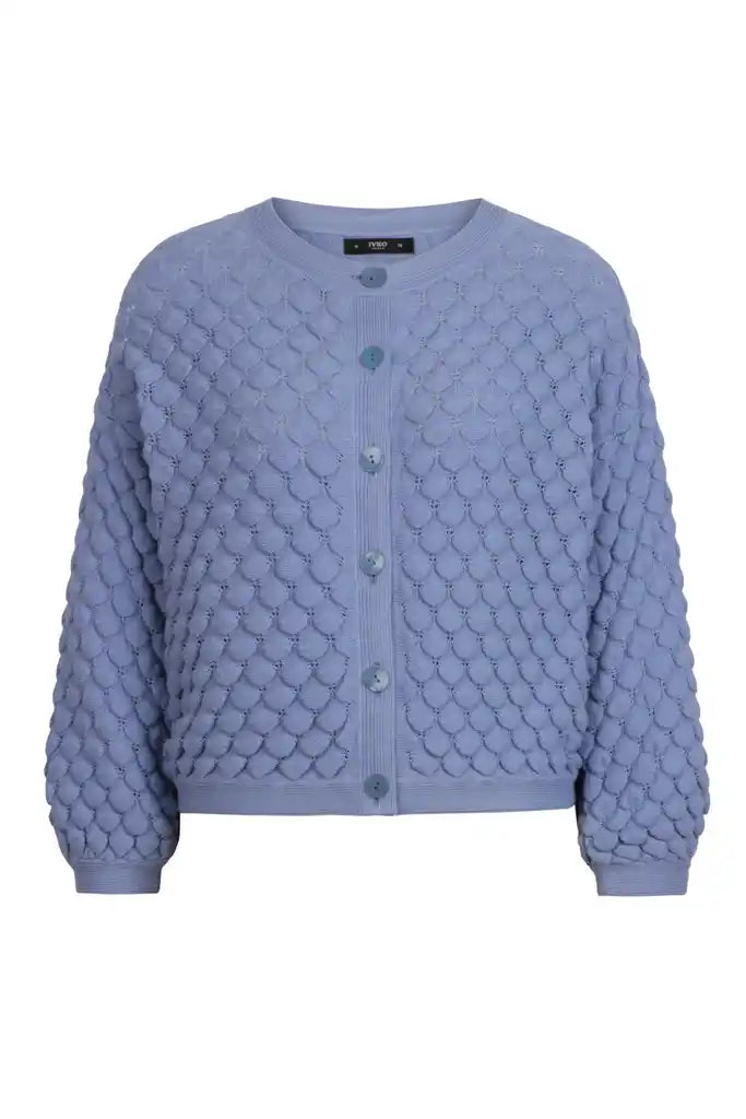 SOLID CARDIGAN - STRUCTURE PATTERN BLUE