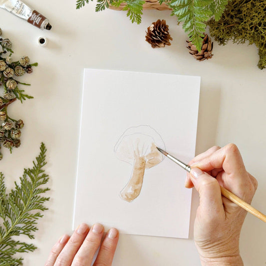 MUSHROOMS PAINTABLE CARDS
