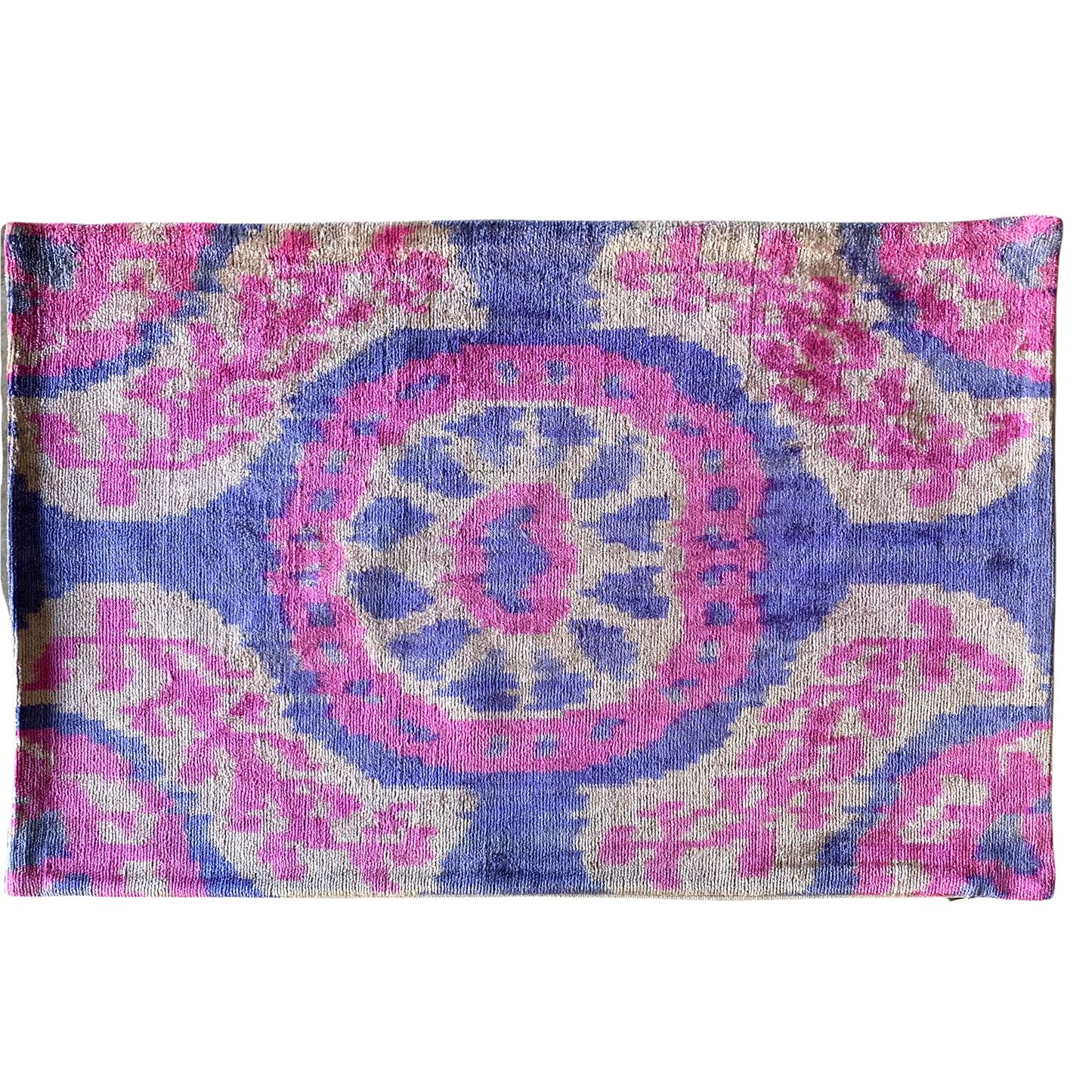 SILK VELVET IKAT CUSHION COVER - LILAC PINK