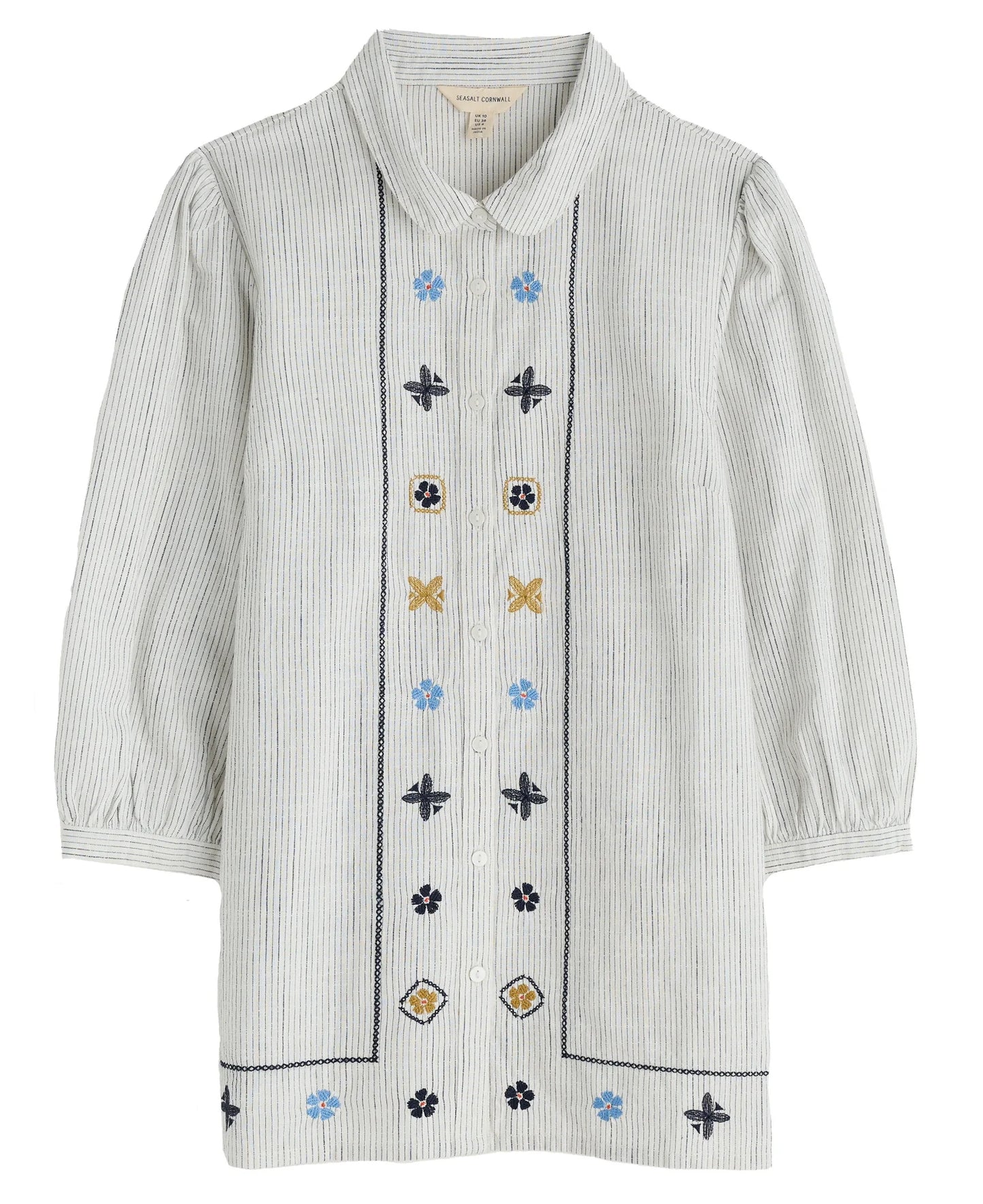 HOPE COTTAGE EMBROIDERED BLOUSE - SIMPLICITY STRIPE CHALK MARITIME