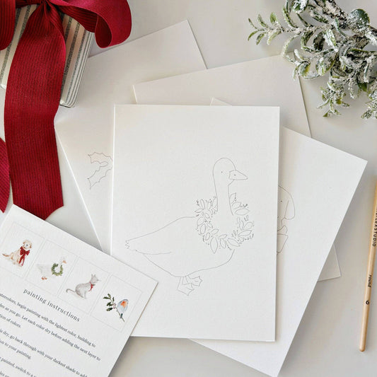 FESTIVE FRIENDS PAINTABLE NOTECARDS