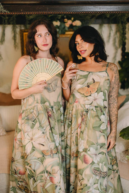FLEUR DE SOLIEL BOHÉME MAXI SLIP DRESS WOTH FLORALS & BUTTERFLIES