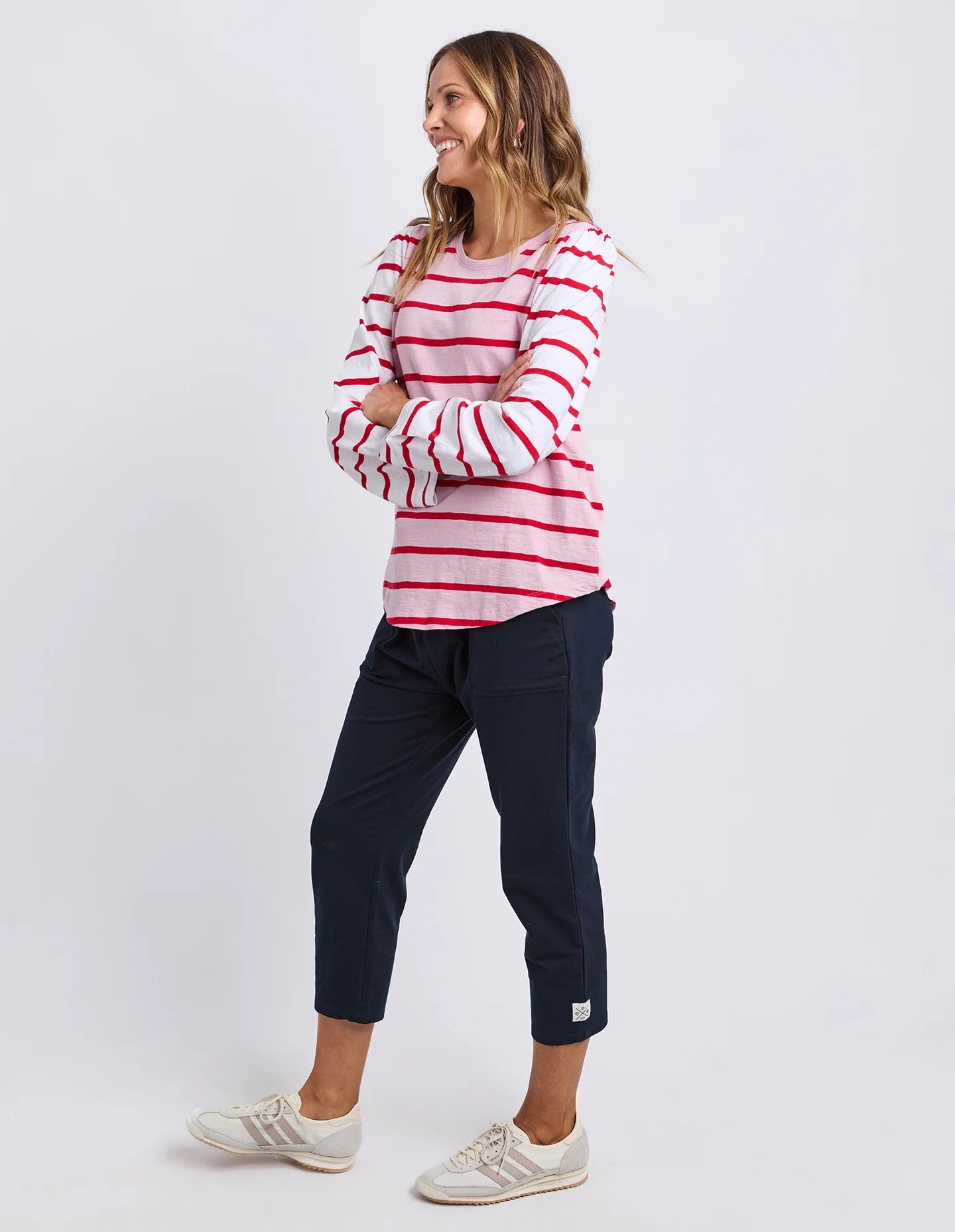 BAIA LONG SLEEVE TEE - PINK & RED STRIPE