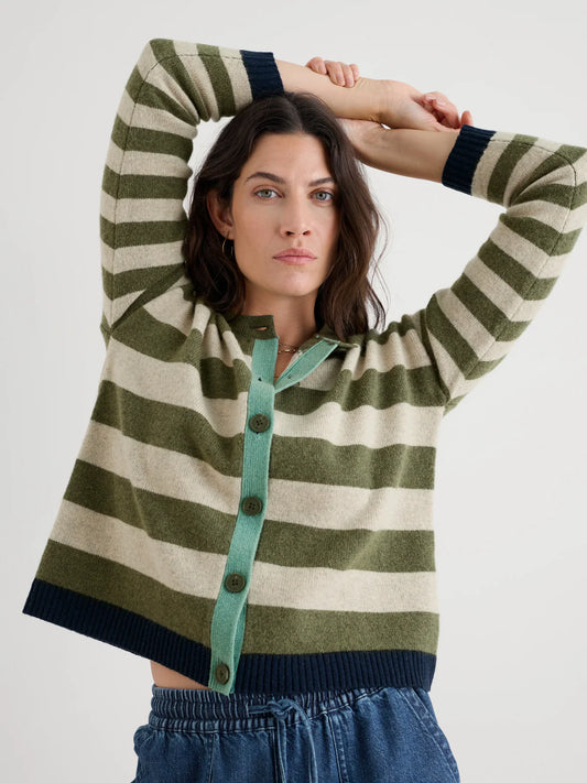 PINWELL CARDIGAN - BRIGHT SHAPE LIGHT OLIVE MIX