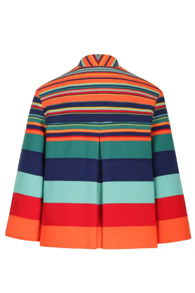 CARDIGAN WITH BACK PLEAT STRIPE - NAVY