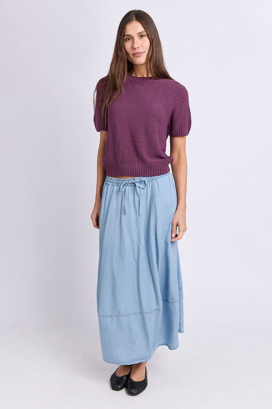 BLAIR SHIRT SLEEVE KNIT - PLUM