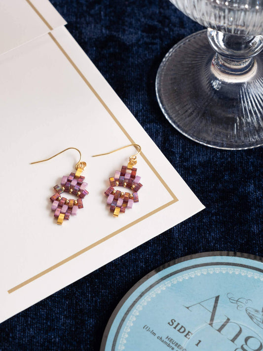 BEADED HANDWOVEN ASTORIA EARRINGS - CHERRY LILAC