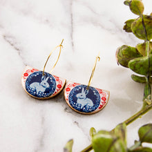 Load image into Gallery viewer, VINTAGE RED & BLUE RABBIT EARRINGS