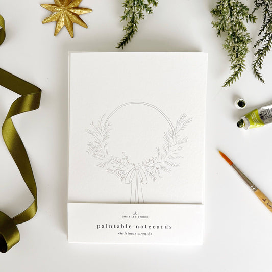 WREATHS PAINTABLE NOTECARDS