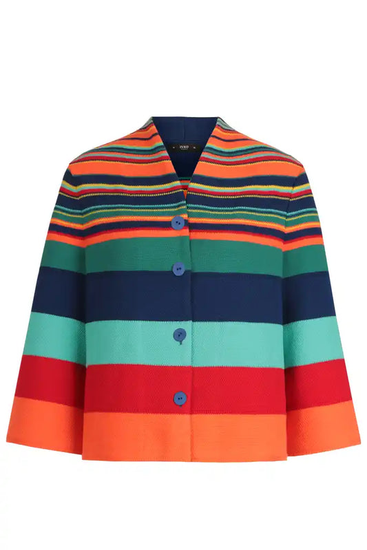 CARDIGAN WITH BACK PLEAT - STRIPE PATTERN