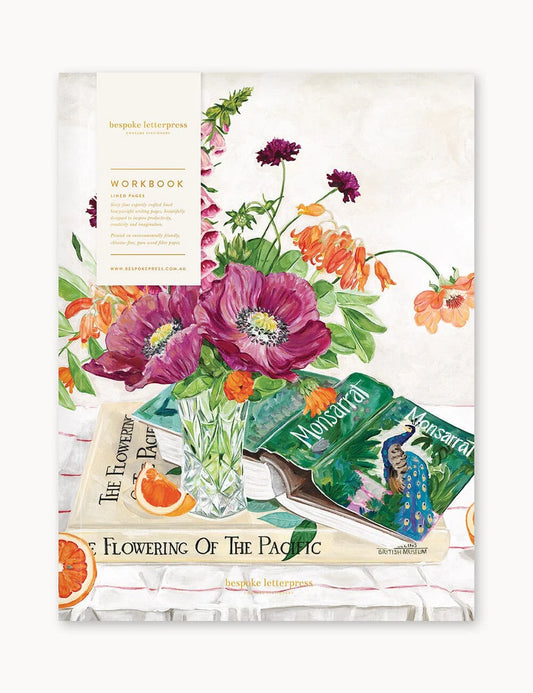 WORKBOOK LINED PAGES - POPPIES & FOXGLOVES