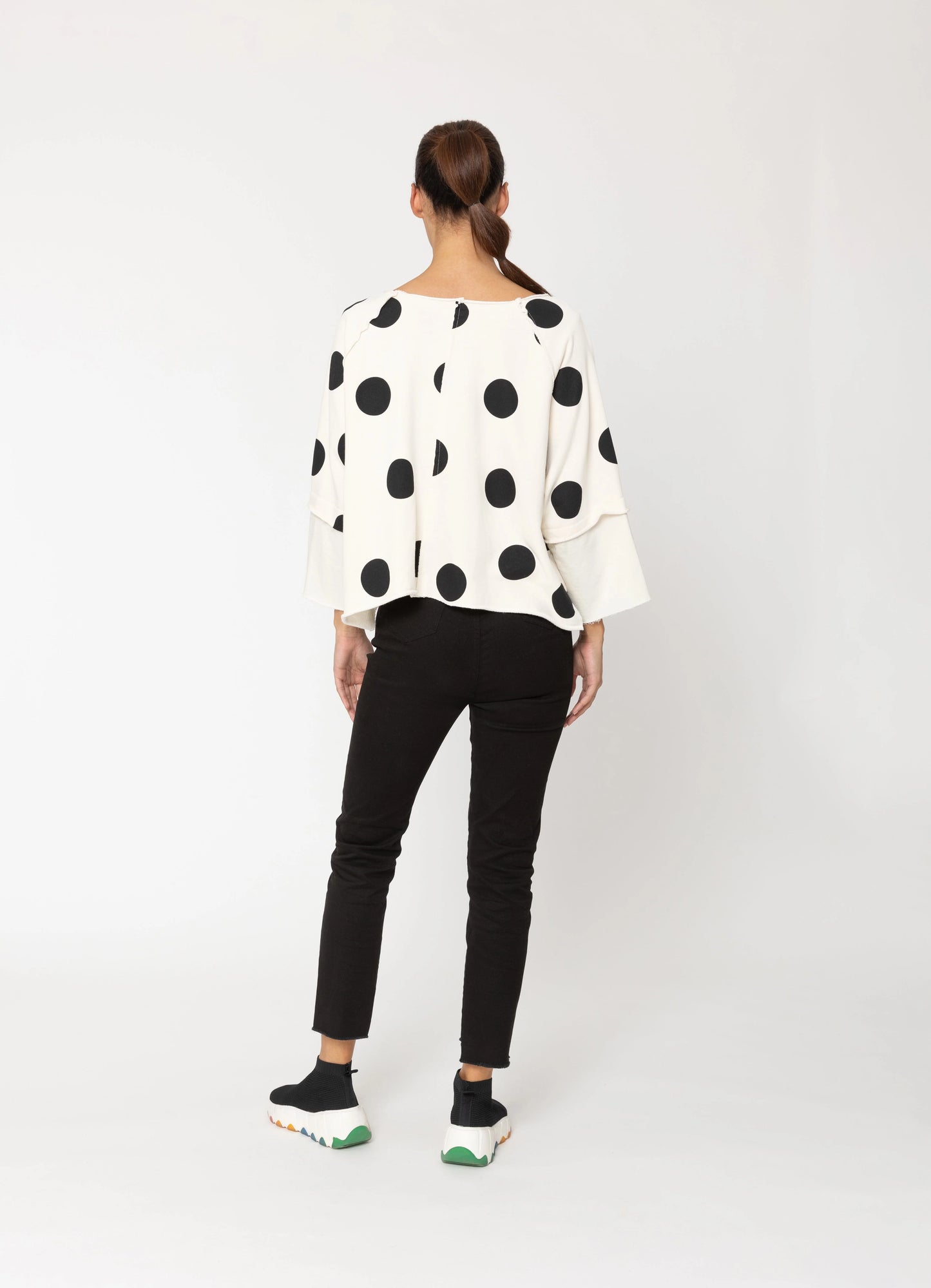 RIZA SWEATSHIRT - WHITE POLKA DOT