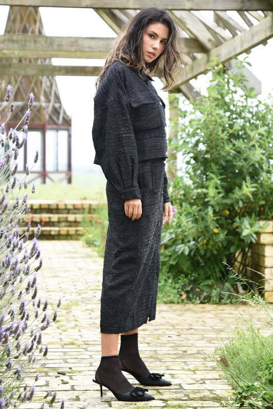 TWEED THE WAY SKIRT - BLACK