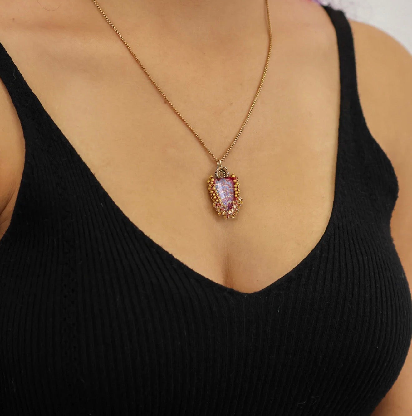 SNOWBLOOM ELEGANT PENDANT NECKLACE - PLUM WINE SET