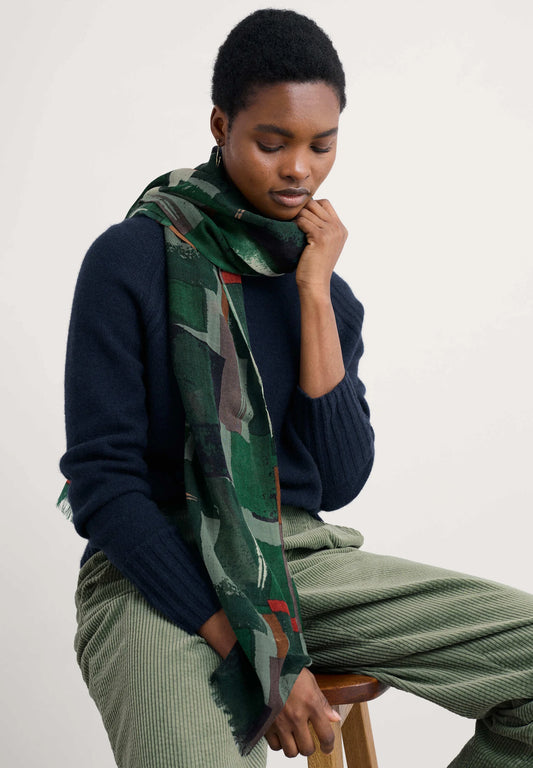 PRETTY PRINTED SCARF - AERIAL FIELD COPPICE