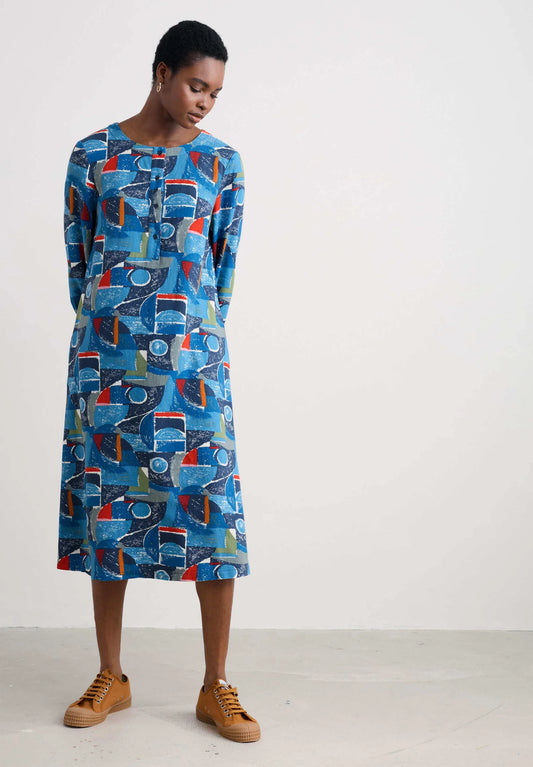 SEA CALL DRESS - PENWITH ABSTRACT SQUALL