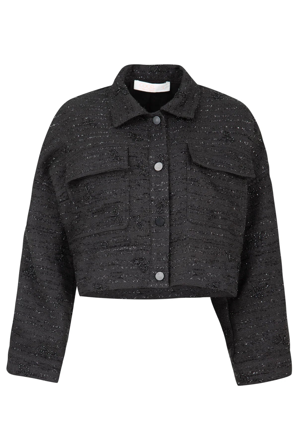 TWEEDLE BOW JACKET - BLACK