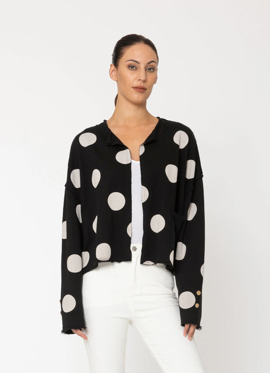 MIRE CARDIGAN - BLACK POLKA DOT
