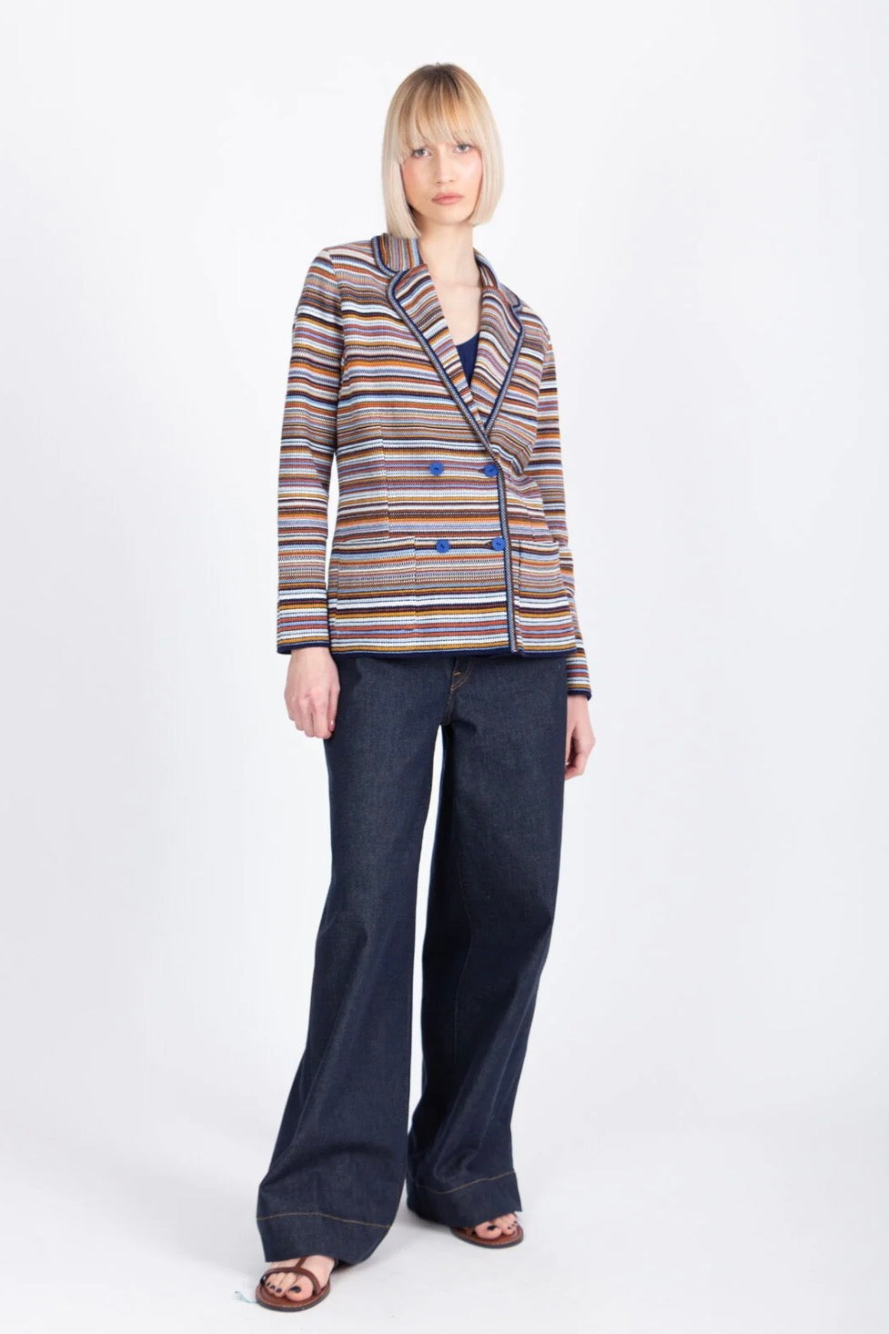 JACQUARD JACKET STRIPE PATTERN NAVY