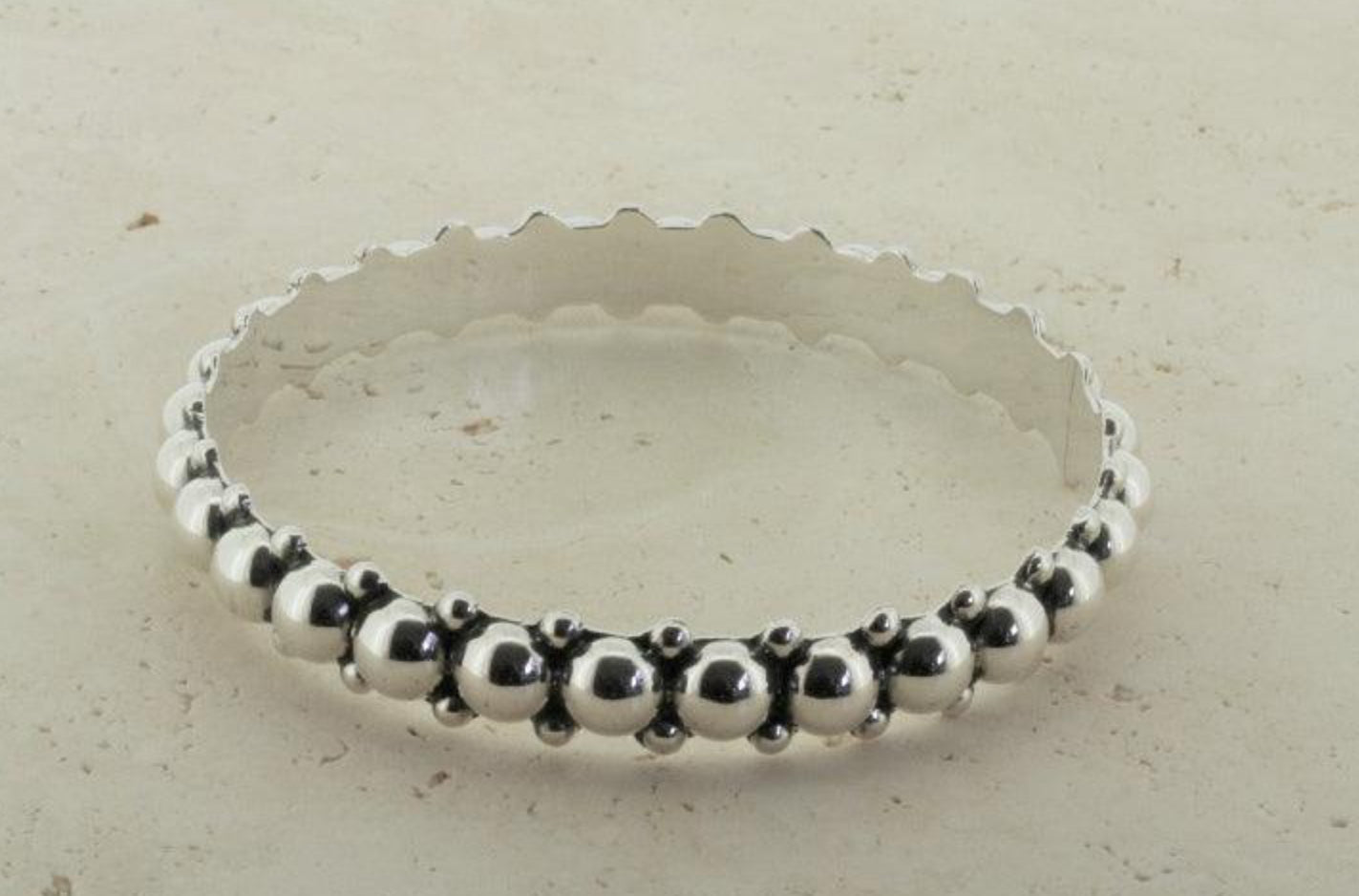 STERLING SILVER BEADED BANGLE