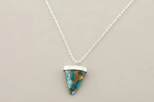 SPEARHEAD NECKLACE - BRONZED TURQUOISE - STERLING SILVER