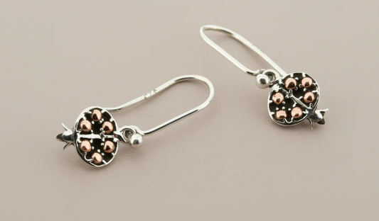 SMALL POMEGRANATE DROP EARRING - COPPER & SILVER