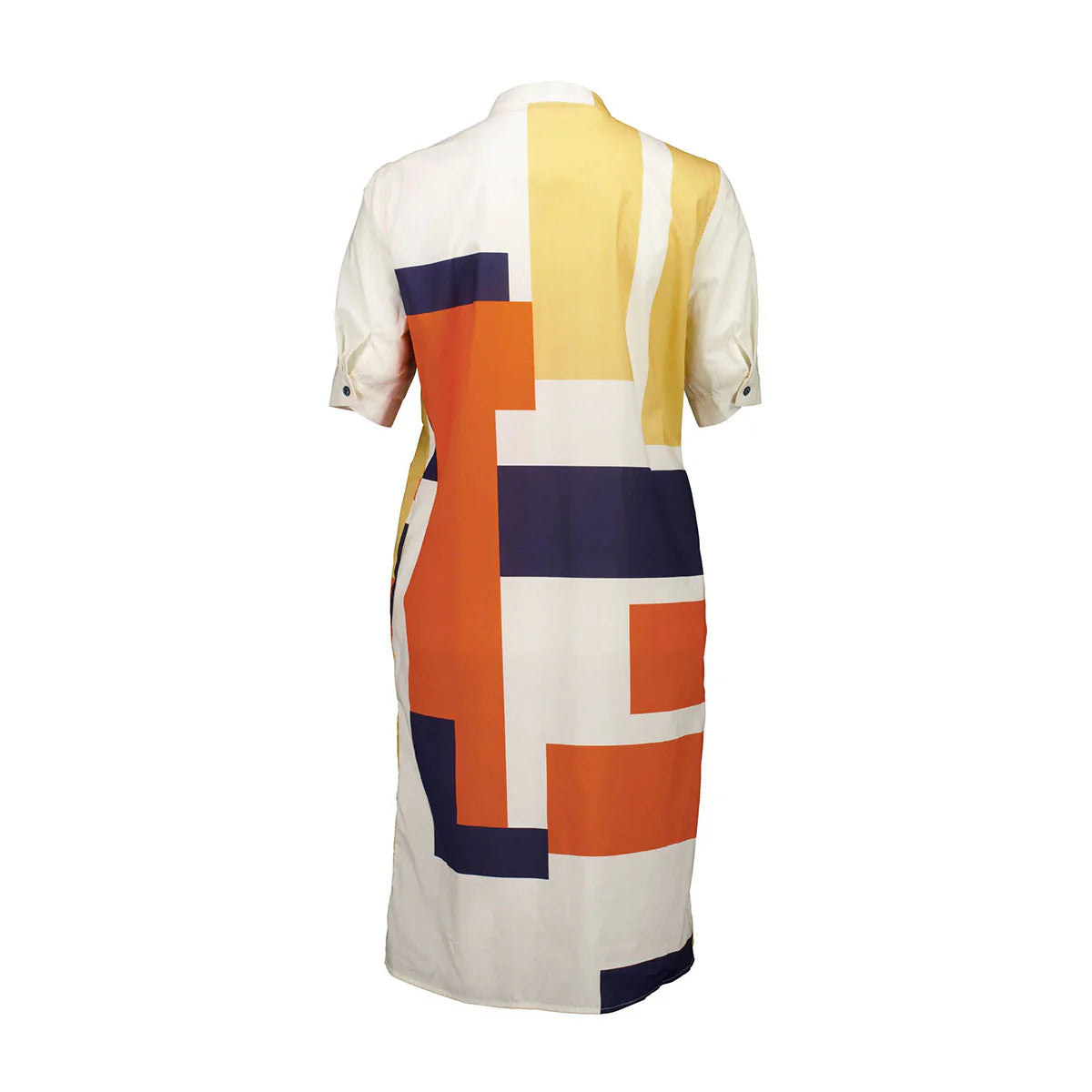 PLAZA SHIRT DRESS - ORANGE / NAVY IN COTTON