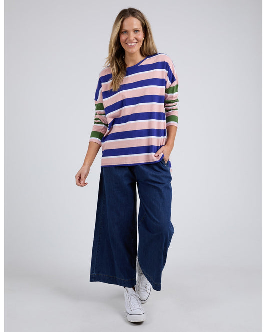 RIBBON LONG SLEEVE TEE - MULTI STRIPE