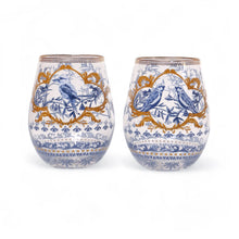 Load image into Gallery viewer, GLASS TUMBLER SET LARGE PIECES OF POETRY - SET OF 2 GLASSES