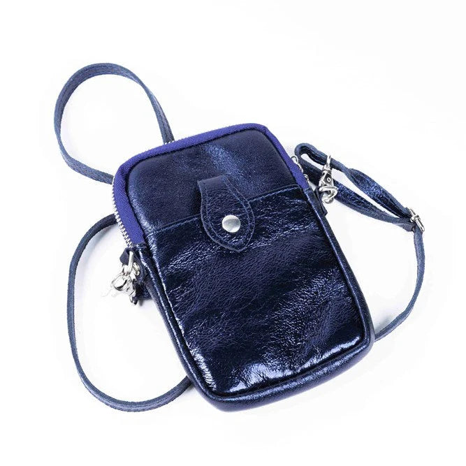 METALLIC PHONE POUCH - MARINE