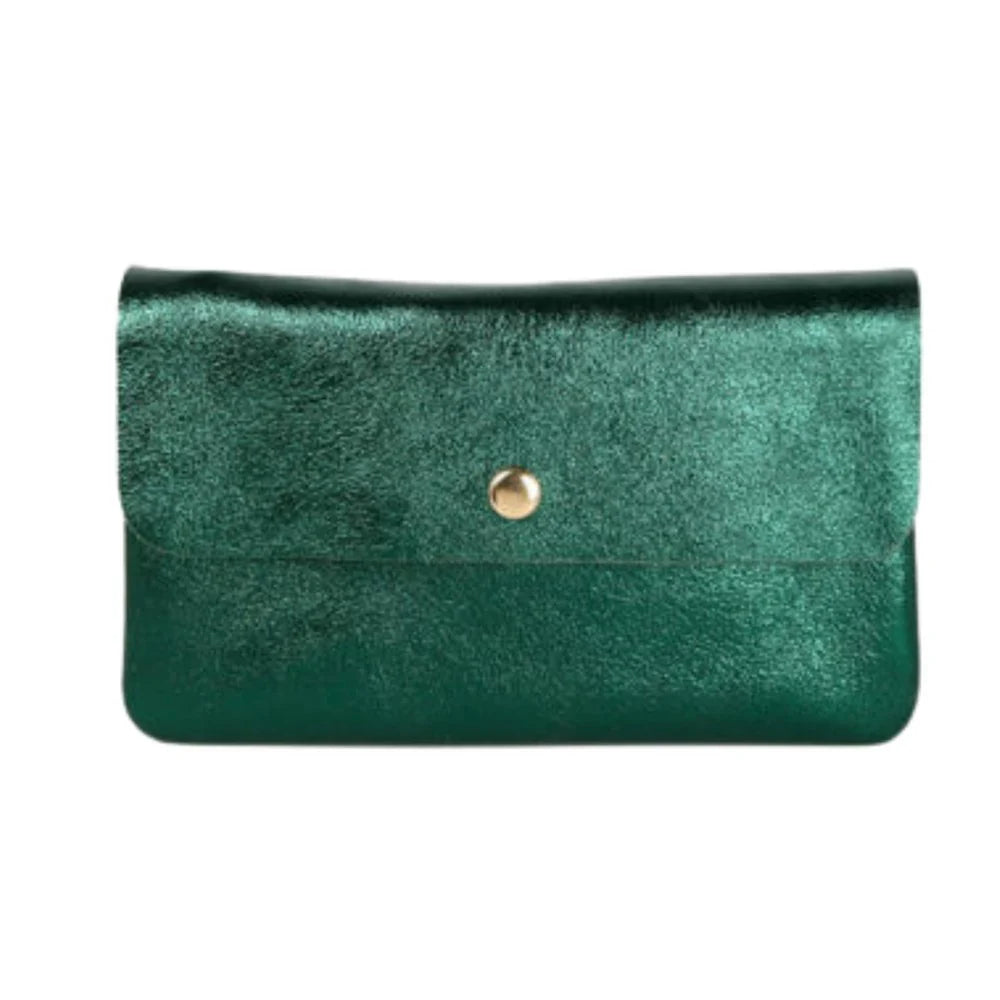 METALLIC CROSS BODY TOTE - GREEN