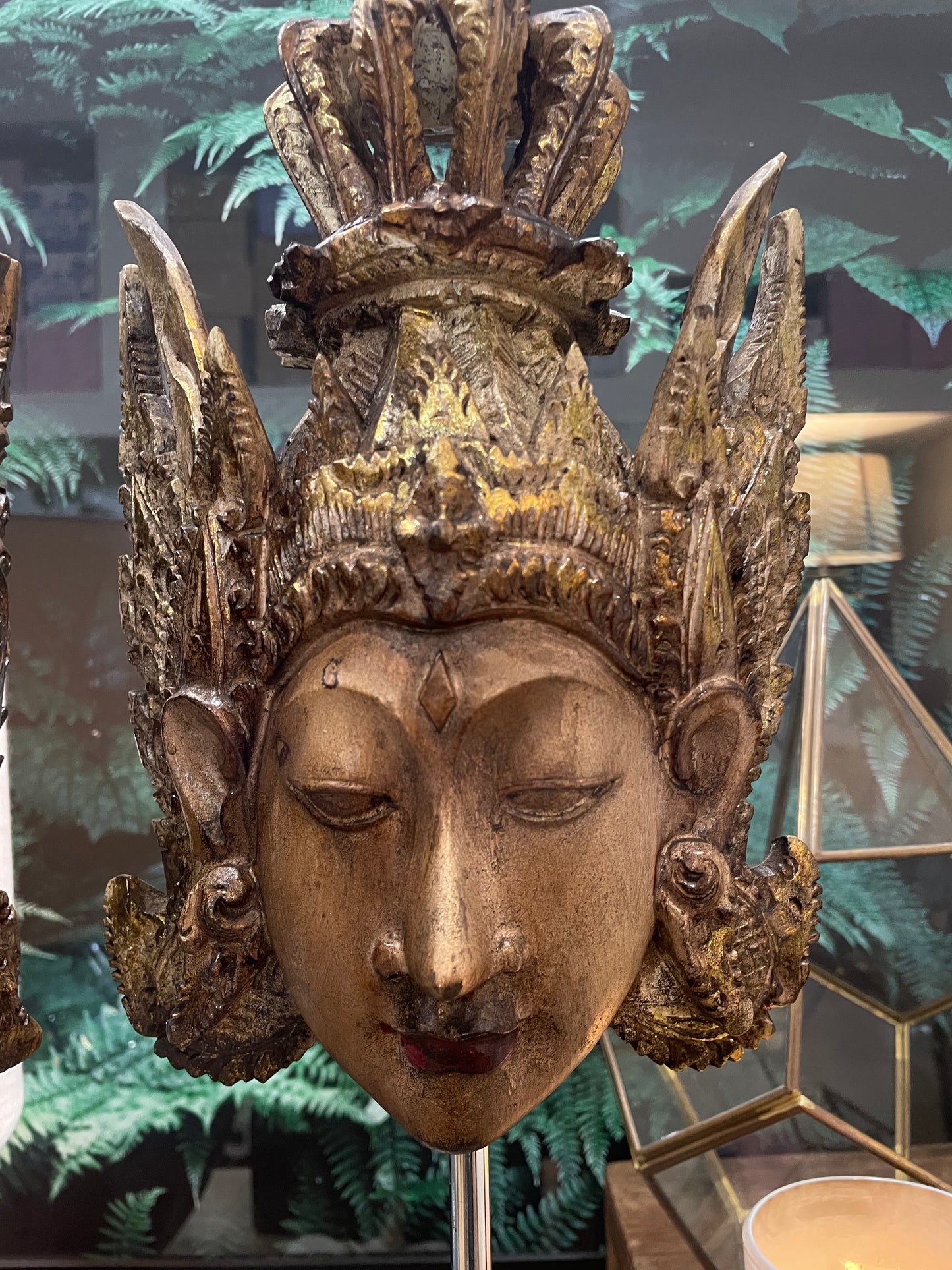 BALINESE WEDDING MASKS ON STANDS - SET OF2