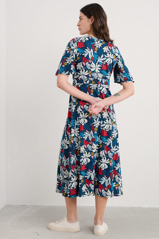 CHATEAUX DRESS (HALF SLEEVE) - SEAWEED FLOWER MARITIME