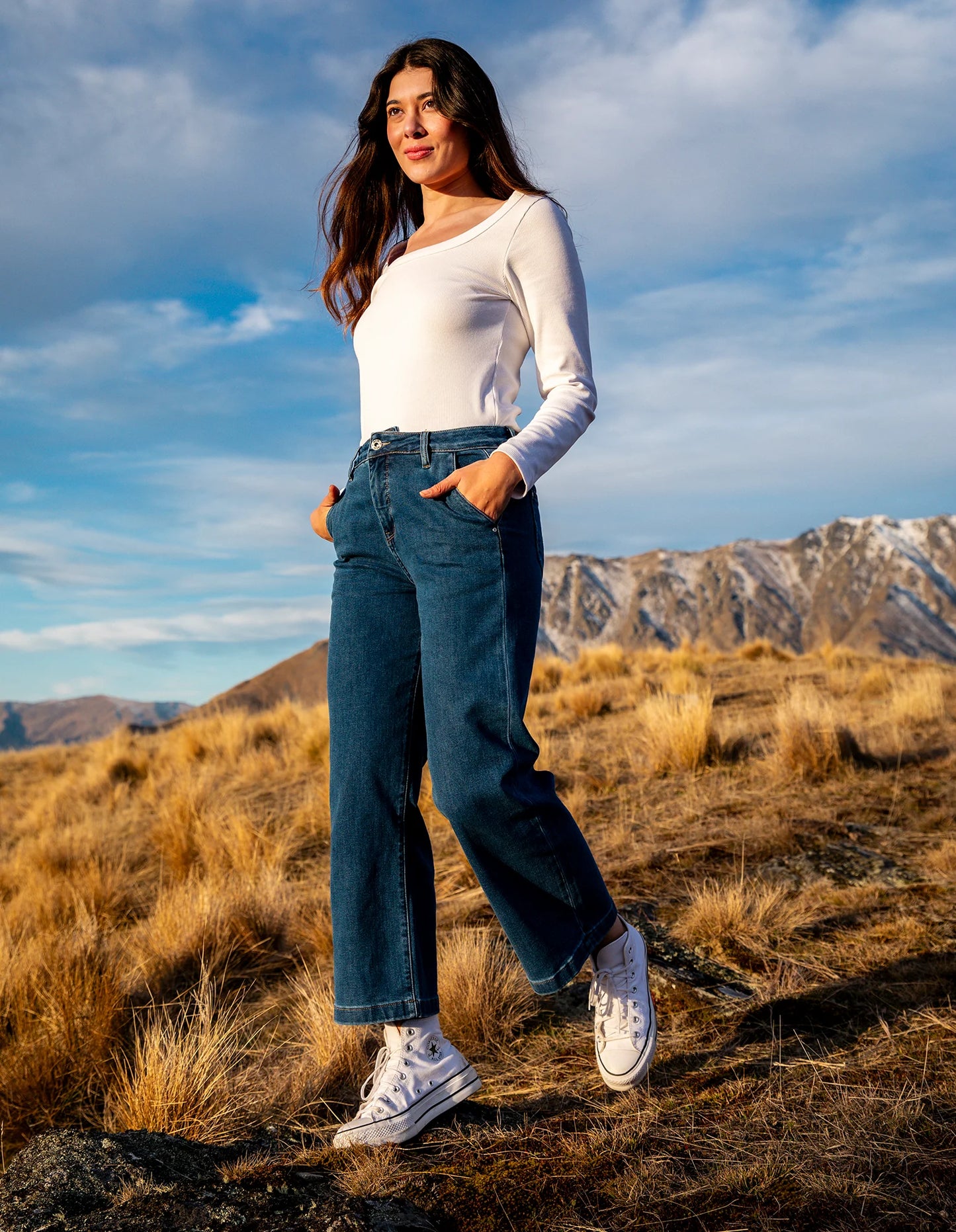 IZZY WIDE LEG JEAN - DARK BLUE WASH