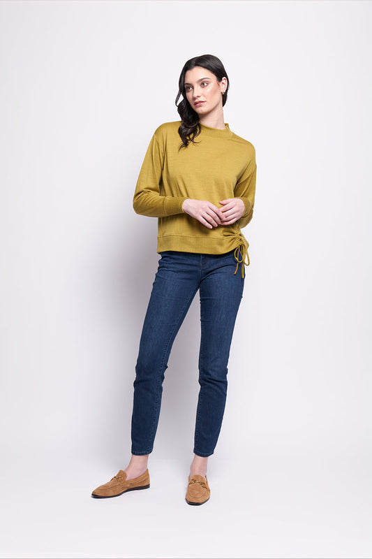 BEST SIDE MERINO KNIT TOP - CHARTREUSE