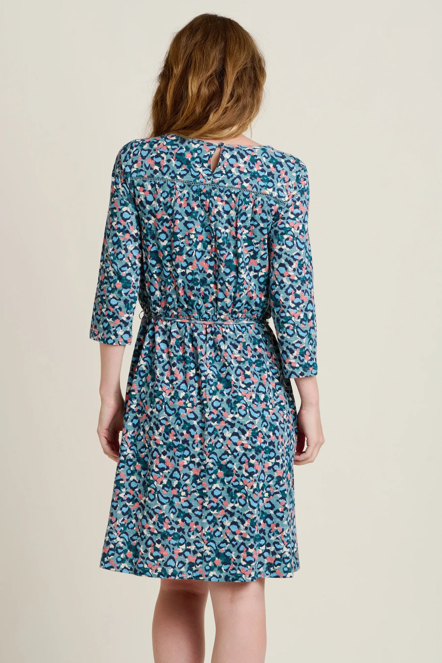 BLUE BRUSHED LEOPARD DRESS